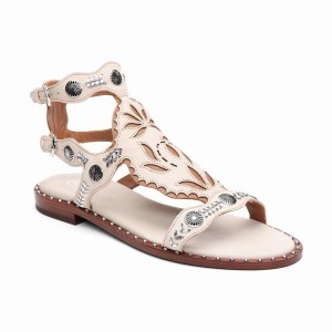Beige Ash Paraiba Embellished Flat Women Sandals | 225243-220