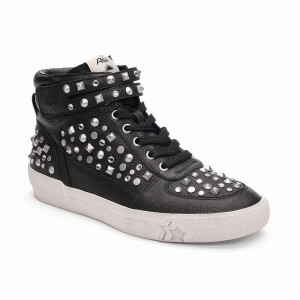 Black Ash Myriad Studded Hightop Women Sneakers | 065556-627