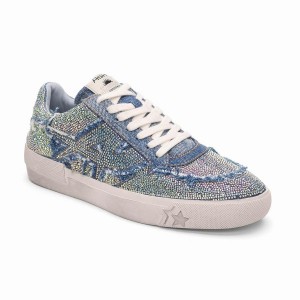 Blue Ash Malibu Strass Embellished Denim Women Sneakers | 721430-738