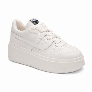 White Ash Match Eco-Friendly Tumbled Leather Platform Women Sneakers | 182035-464